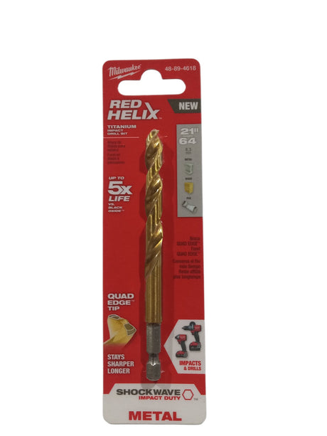 Milwaukee Tool 21/64  SHOCKWAVE RED HELIX Titanium Drill Bit - Image 1
