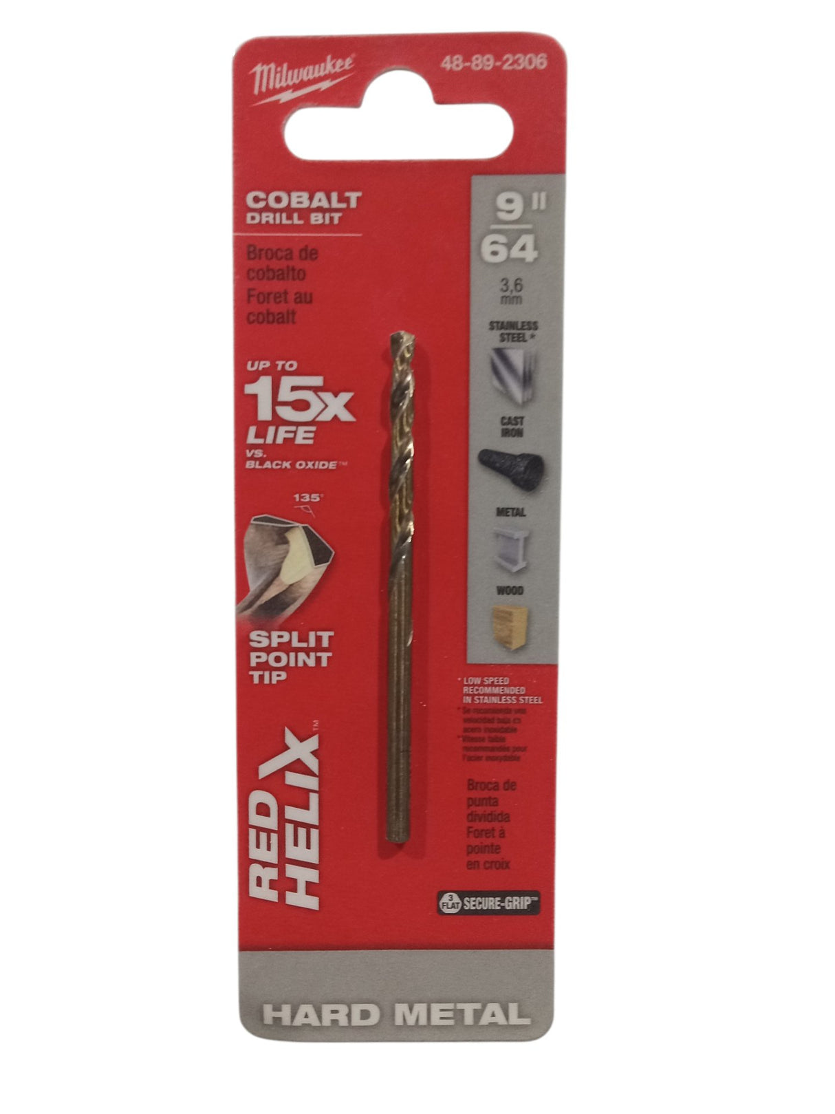 Milwaukee Tool 9/64  COBALT RED HELIX Drill Bit - Image 1