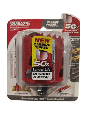 Diablo 2-11/16 in. Dia. x 2-3/8 in. L Carbide Tipped Hole Saw 3/8 in. 1 pc. - Image 1
