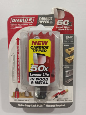 Diablo 1-5/8 in. Dia. x 2-3/8 in. L Carbide Tipped Hole Saw 3/8 in. 1 pc. - Image 1