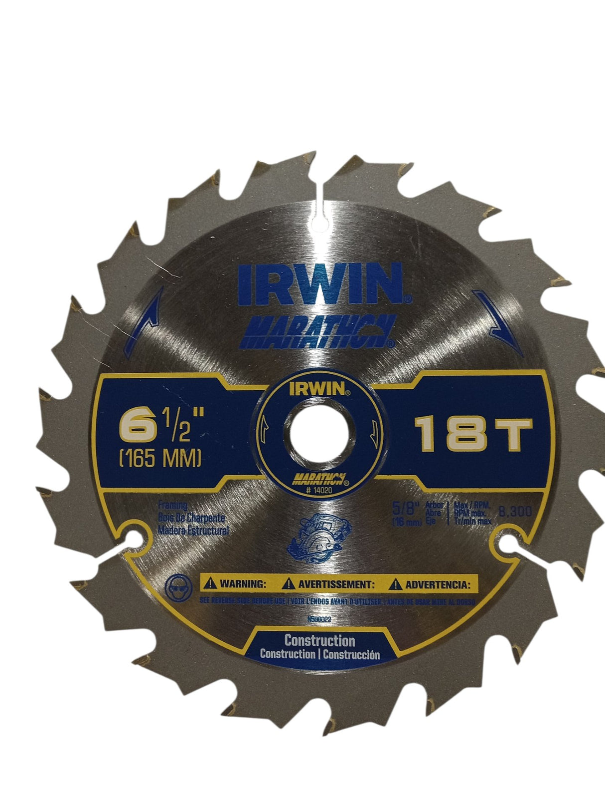 Irwin 24020 Marathon Saw Blade  C3 Carbide-Tip  18-Tooth x 6-1/2-In. - Quantity 10 - Image 1