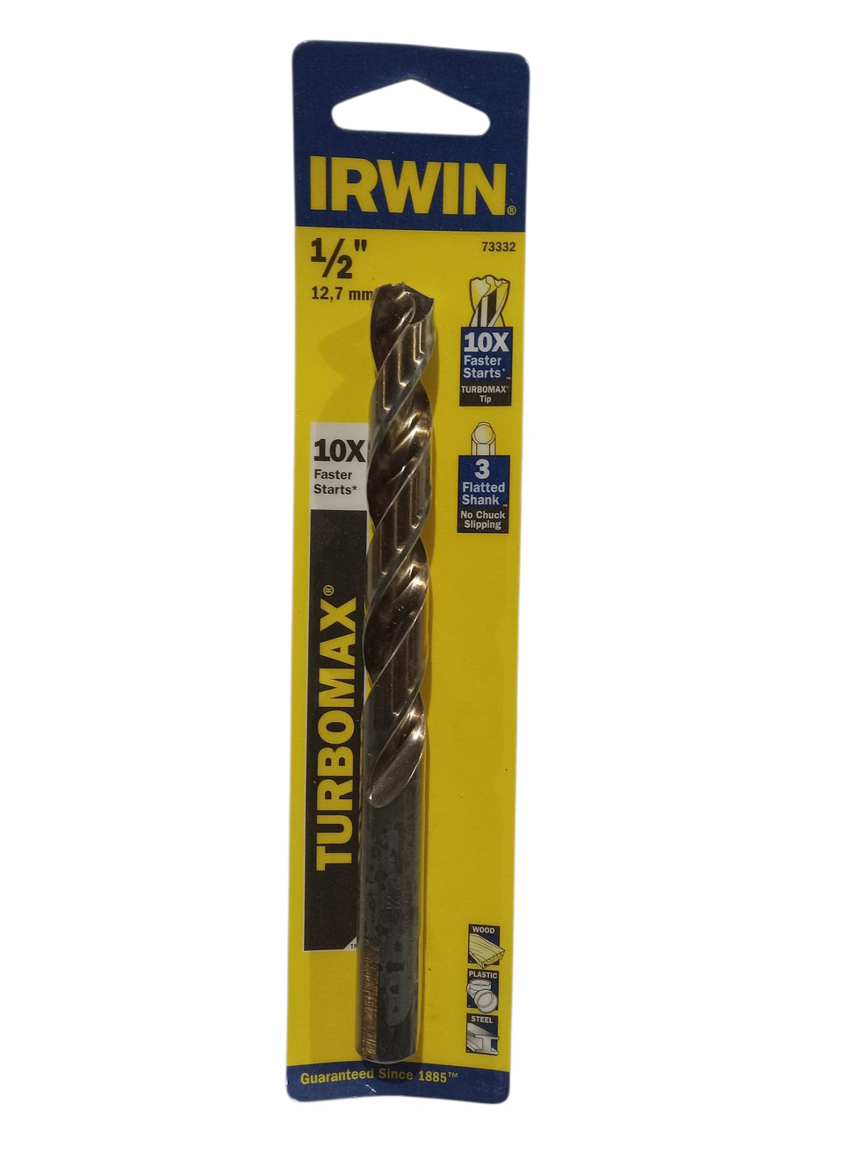 IRWIN 73332 - 1/2  TURBOMAX HSS Straight Shank Fractional Drill Bit - Image 1