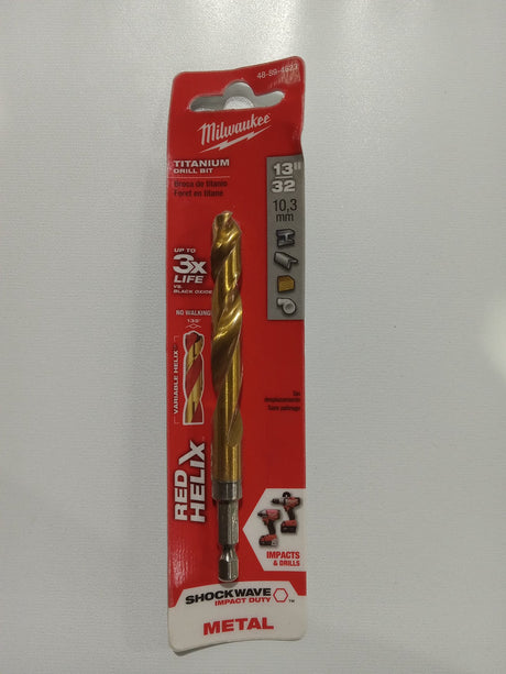Milwaukee Tool 13/32  SHOCKWAVE RED HELIX Titanium Drill Bit - Image 1