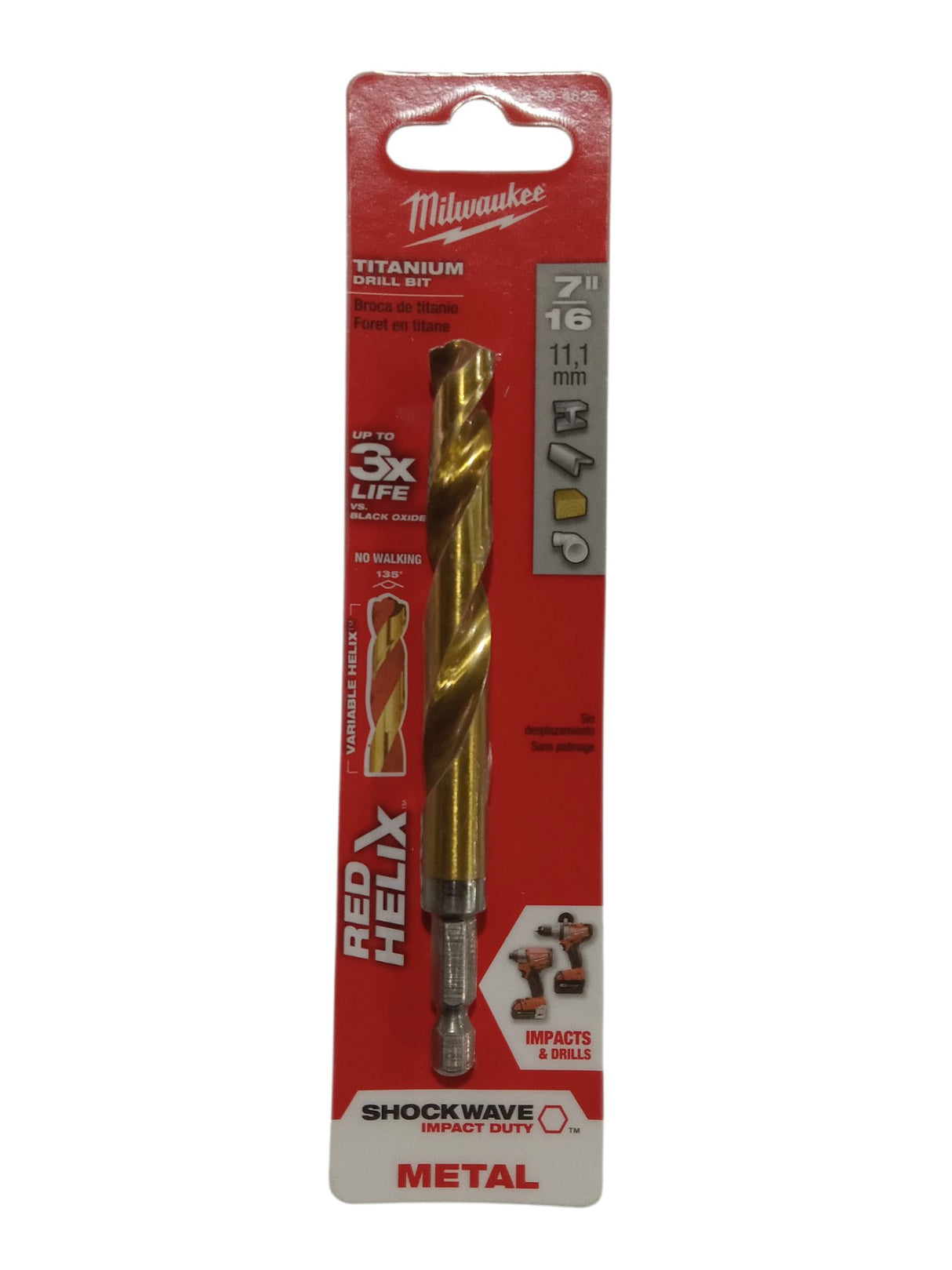 Milwaukee Tool 7/16  SHOCKWAVE RED HELIX Titanium Drill Bit - Image 1