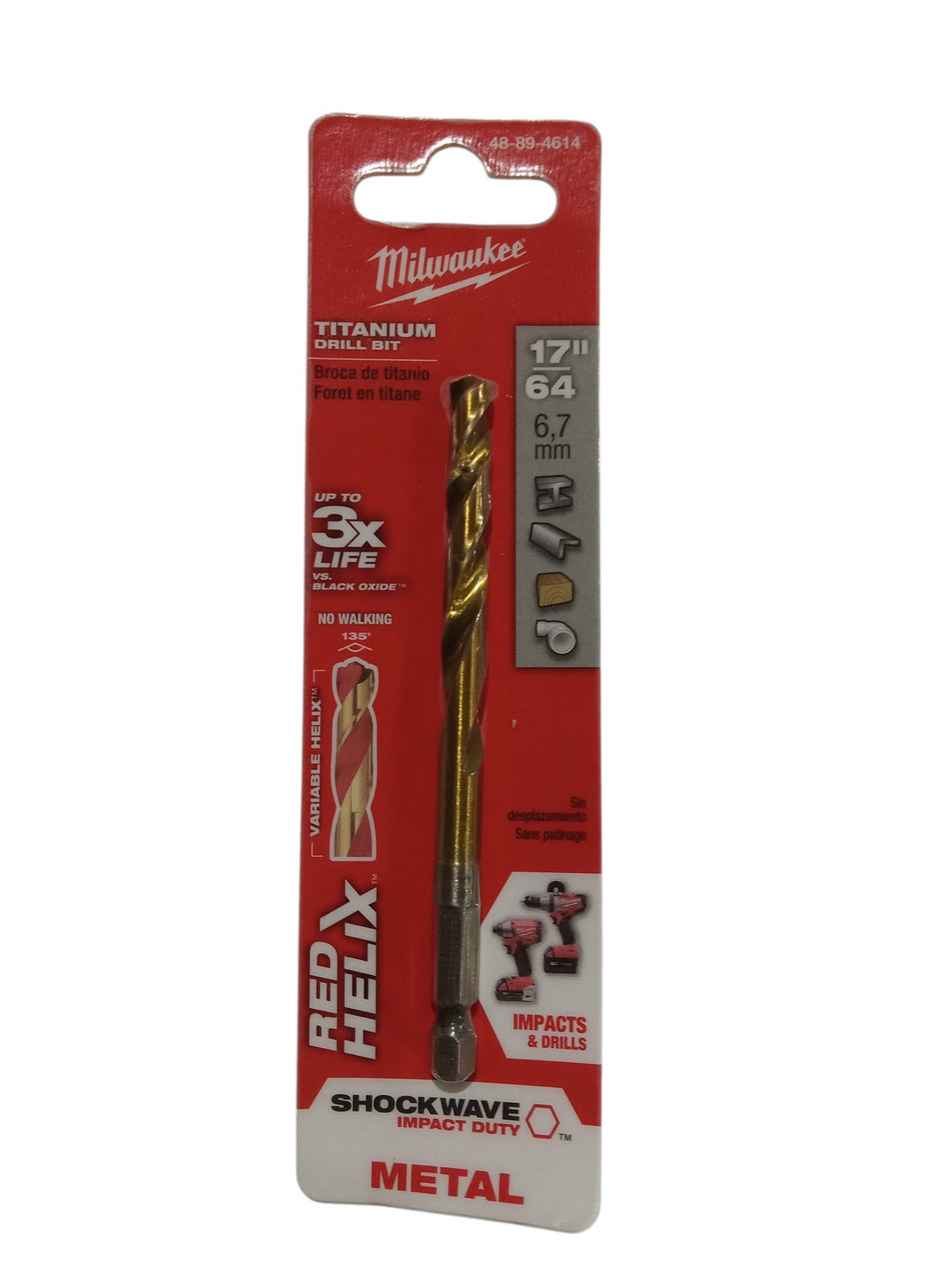 Milwaukee Tool 17/64  SHOCKWAVE RED HELIX Titanium Drill Bit - Image 1