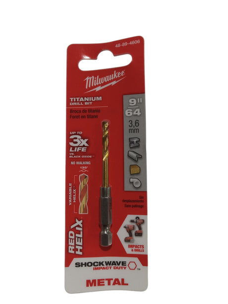 Milwaukee Electric Tool 48-89-4606 Twist Impact Drill Bit, 9/64" Diameter x 2.63" L, 63/64", 1/4" Hex Shank, 135 Degree Split Po" t - Image 1