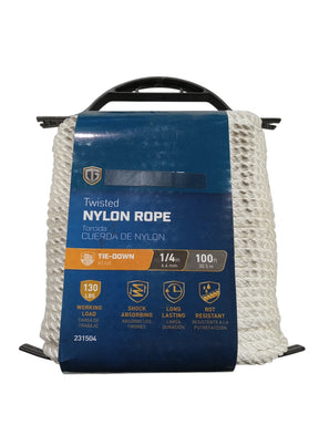 MIBRO, 231504, 0.25 in. x 100 ft., Tru-Guard, White, Twisted Nylon Rope - Image 1