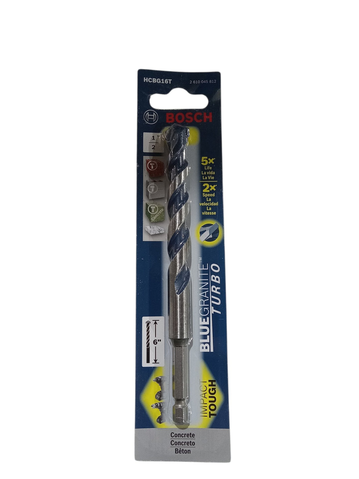 Robert Bosch Bosch BlueGranite Turbo 1/2 in. x 6 in. L Carbide Tipped Hammer Bit 1 pc. - Image 1