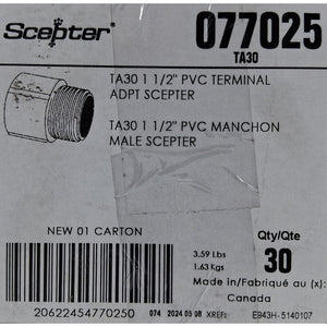 Scepter Ta30 1-1/2" Pvc Terminal Adapter - Image 2