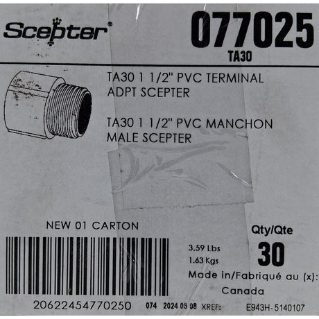 Scepter Ta30 1-1/2" Pvc Terminal Adapter - Image 2