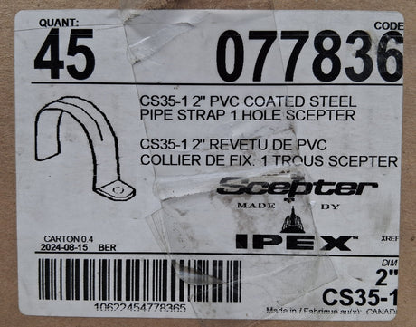 SCEPTER CS35-1 2" PVC COATED STEEL PIPE STRAP 1 HOLE 077836 - Image 2