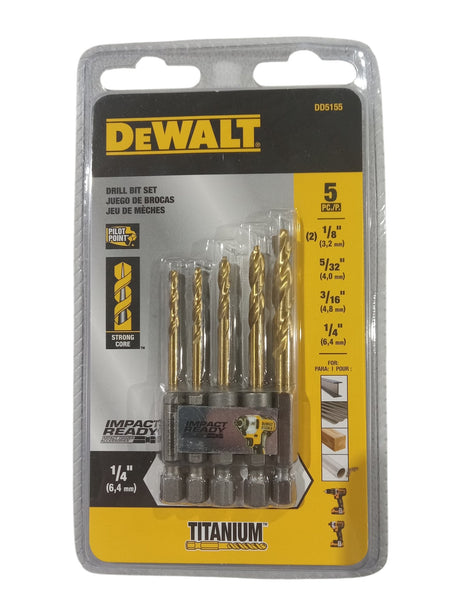 DeWalt Impact Ready 5 Piece Titanium Drill Bit Set  DD5155 - Image 1