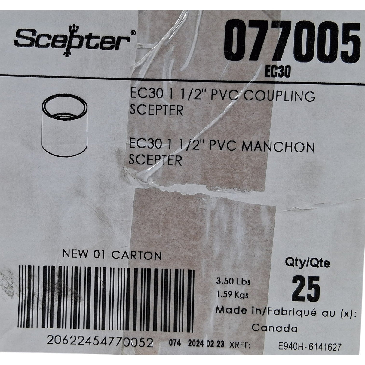 Ipex Scepter EC30 1-1/2" PVC Coupling 077005 (25 Pack) - Image 3