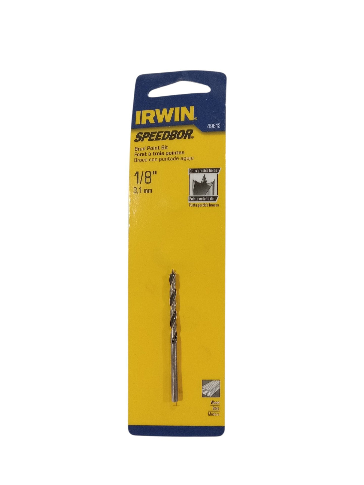 IRWIN, 49612, 1/8, Brad Point, Reduced Shank, Fractional, Drill Bit - Image 1
