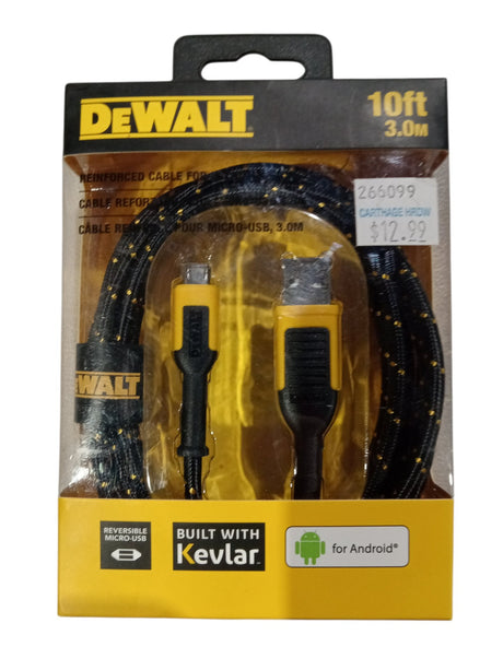 DEWALT, Reinforced, Braided Cable, Micro-USB, 10 ft. - Image 1