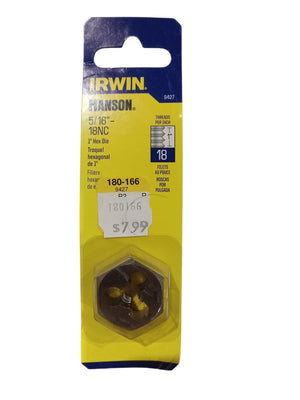 Irwin, High Carbon Steel Fractional Hexagon Die die 5/16-18nc1 hex carde - Image 1