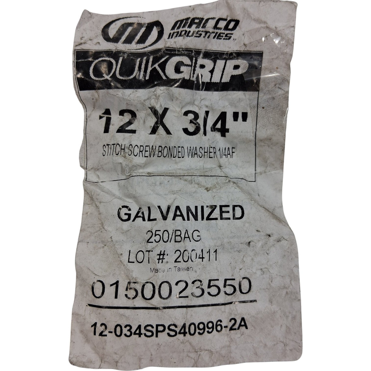 MARCO QUICKGRIP 12X3/4 GALVANIZED STITCH SCREW 250CT - Image 1