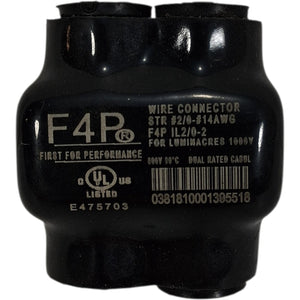 F4P IL2/0‑2 — 2/0 AWG 2‑Port Dual‑Entry Insulated Aluminum Wire Connector - Image 1