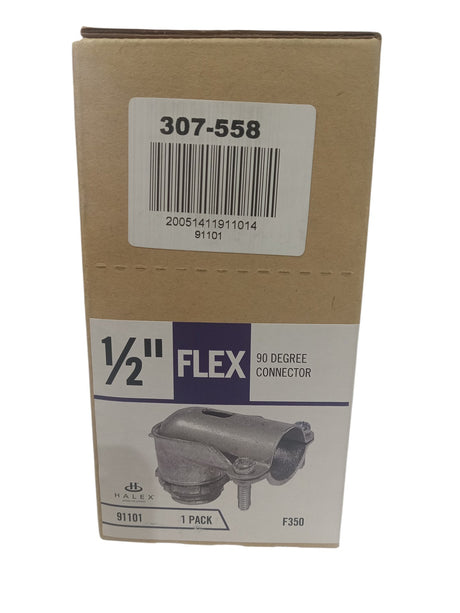 Halex, 91101, Zinc, Die Cast, 90 Deg, Connector, 1/2" Dia., EMT/Flex - Image 1