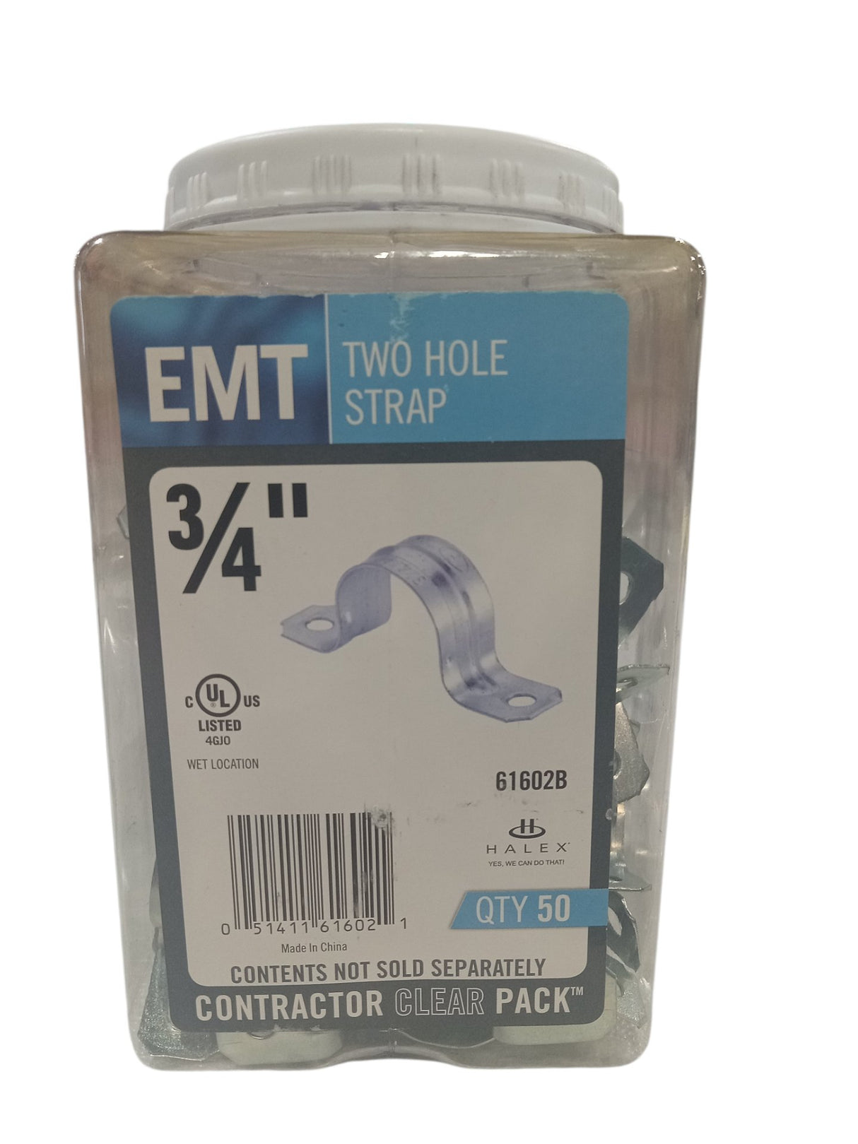 HALEX, 61602B, 0.75", Two Hole, Electrical, Metallic Tubing Strap, 50 Pack - Image 1
