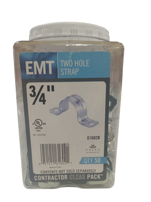 HALEX, 61602B, 0.75", Two Hole, Electrical, Metallic Tubing Strap, 50 Pack - Image 1