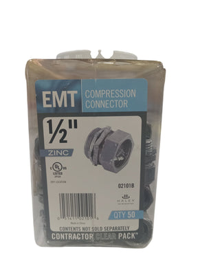 HALEX, 02105B, Compression Connector, 1/2", EMT, Die Cast Zinc - Image 1