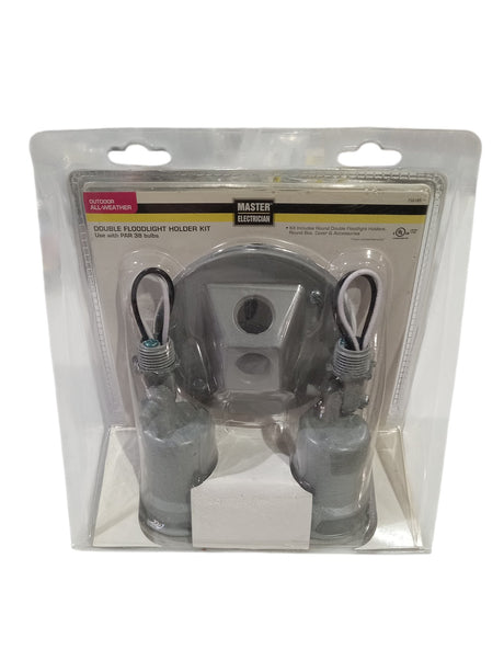 Master Electrician Hubbell Electrical LCR23N2 Round Double Floodlight Holder Kit- Gray - Image 1