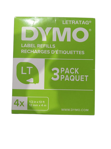 DYMO LetraTag 3pk Label Tape - Clear/White Paper/White Plastic: Label Maker Tape Cartridges, Multiple Colors Refill - Image 1