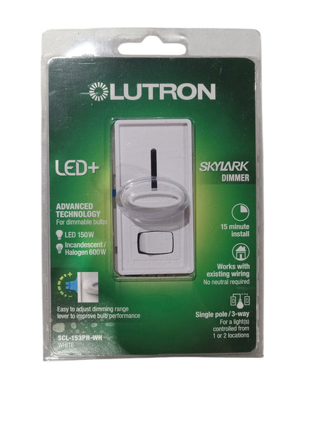 Lutron SCL-153PH-WH 60 Hz White CFL/LED 3-Way Dimmer - Image 1