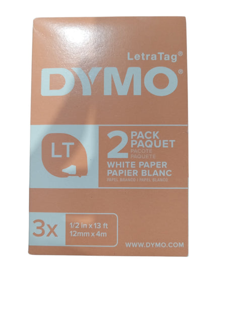 DYMO Labeling Tape for LetraTag Label Makers  Black Print on White  1/2  x 13-Foot Roll  2 Count - Image 1