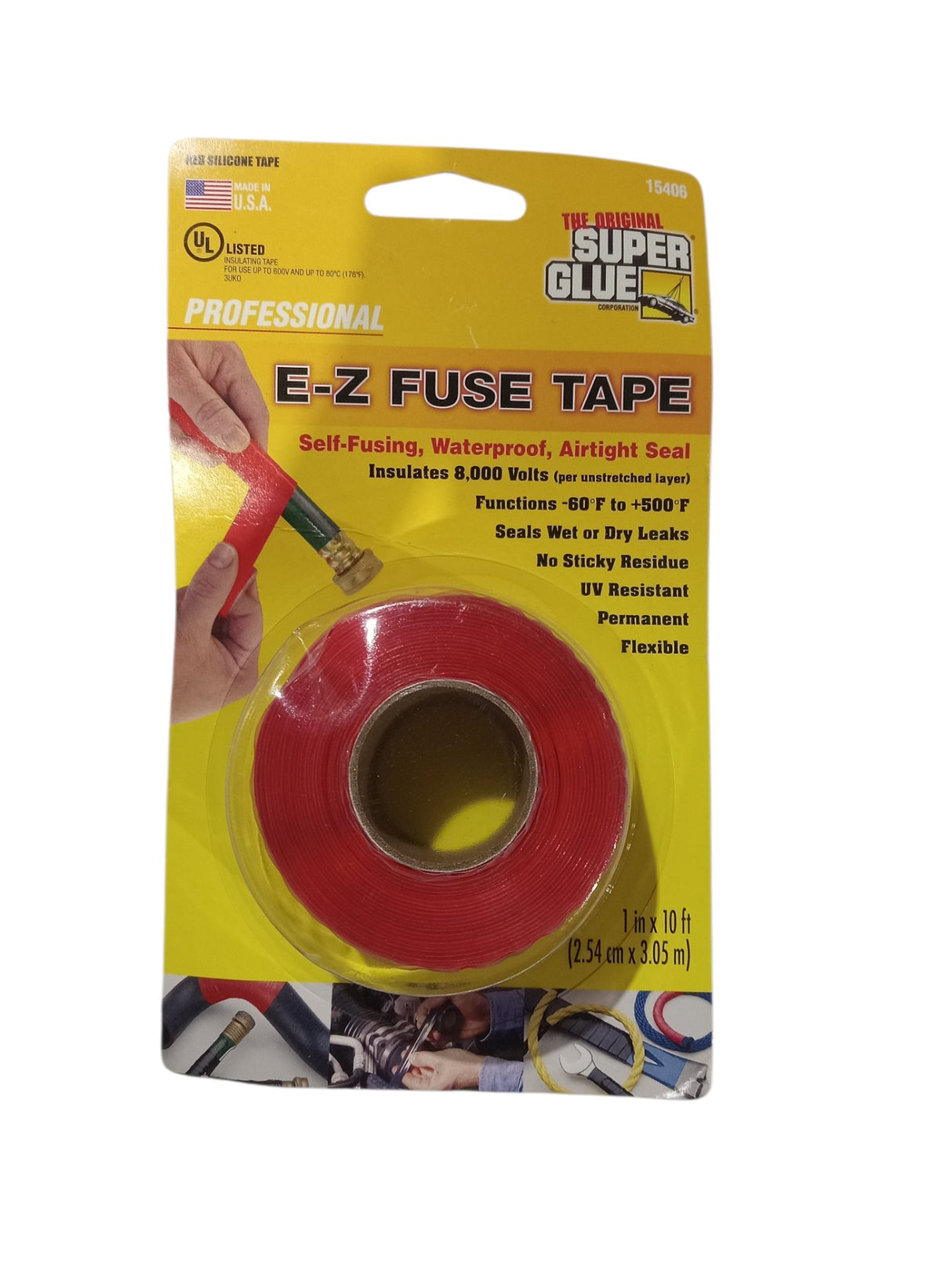 The Original Super Glue 11710156 E-Z Fuse Silicone Tape  Red  1-In. x 10-Ft. - Quantity 1 - Image 1