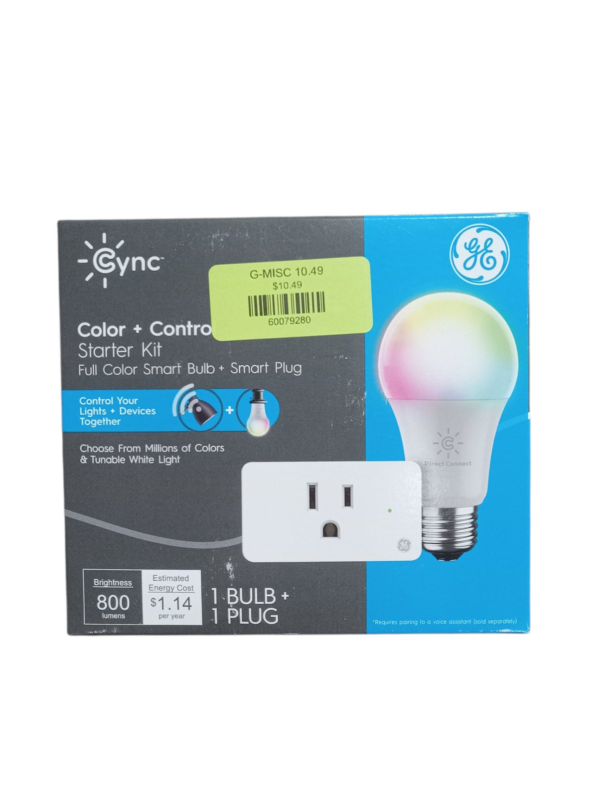 General Electric GE 93129716 Cync Smart Bundle: 9.5 Watt Light Bulb + Plug  Full Color-Tunable White - Quantity 1 - Image 1