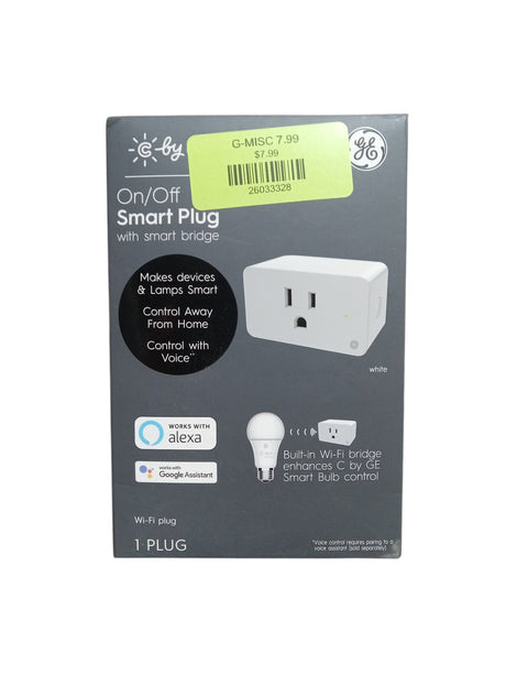 GE Lighting C by GE Smart Plug, White, On/Off Smart Plugs that work with Alexa and Google Home, Bluetooth and WiFi Smart Plugs, No Hub Required - Image 1