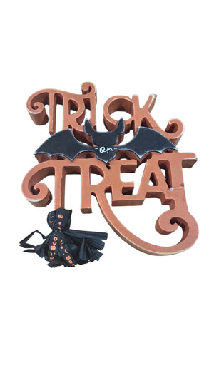 8.5" Orange & Black Trick or Treat Tabletop Décor by Ashland
