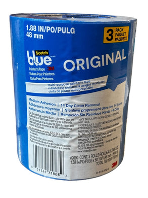 3M 2090-48EVP Scotch Blue Painter's Tape, 1.88 in x 60 yd (48 mm x 54,8 m), CASE OF 4-3PACKS - FreemanLiquidators - [product_description]