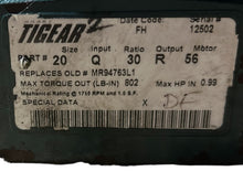 Load image into Gallery viewer, Dodge Tigear-2, 20Q30R56, Size 20, Standard, Right Angle, Worm Gear, Speed Reducer, Quill Input, Solid A Shaft Output, 58 rpm, 802In-Lbs Output Torque - New NO BOX - FreemanLiquidators - [product_description]
