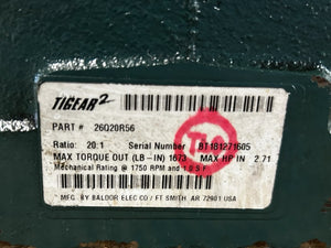 Dodge Tigear-2, 26Q20R56, Standard, Right Angle, Worm Gear, Speed Reducer, Quill Input, Right Solid A Output, 2hp, 25:1 Gear Ratio, 70 rpm Maximum Output, 1673 in-lb Torque Rating - New NO BOX - FreemanLiquidators - [product_description]