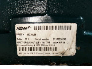 Dodge Tigear-2, 26Q30L56, Size 26, Standard, Right Angle, Worm Gear, Speed Reducer, Quill Input, 5/8" Input Shaft Diameter; Class 30 Gray Iron; 1705In-Lbs Output Torque - New NO BOX - FreemanLiquidators - [product_description]