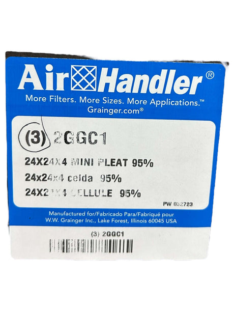 Air Handler, 2GGC1, Mini-Pleat Air Filter, 24x24x4 Nominal Filter Size, Synthetic, Plastic, No Header, White - FreemanLiquidators - [product_description]