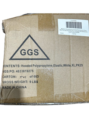 GGS, 2KTN2A, Hooded Disposable Coveralls, 25 PK, White, Polypropylene, Zipper - FreemanLiquidators - [product_description]
