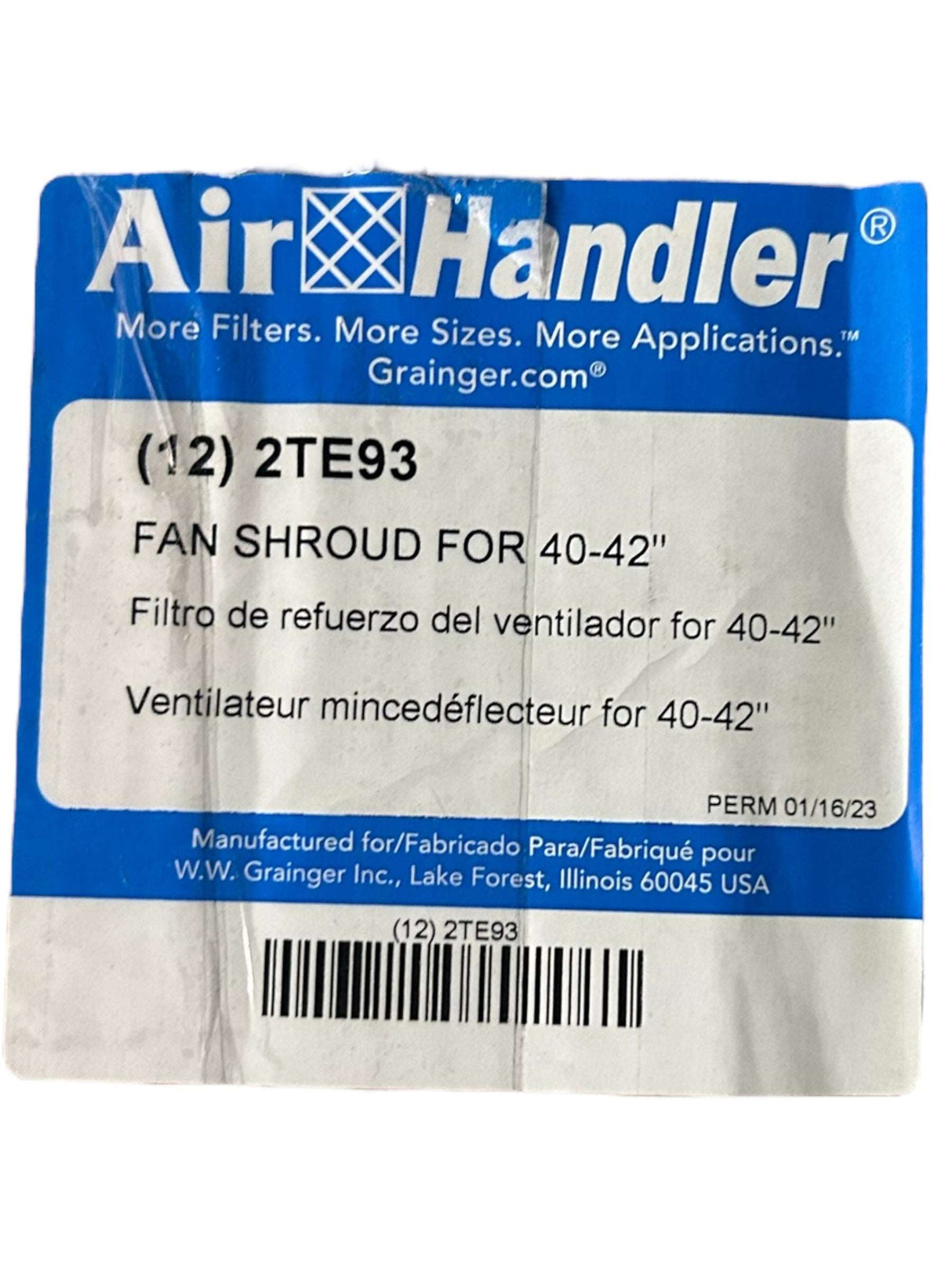 Air Handler, 2TE93, Fan Shroud Filter, Fits 40 in to 42 in Fan Guard Dia., Polyester, Pack of 12 - FreemanLiquidators - [product_description]