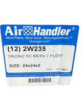 Air Handler, 2W235, Pleated Air Filter, 24x24x2, MERV 7, Pack of 12 - FreemanLiquidators - [product_description]