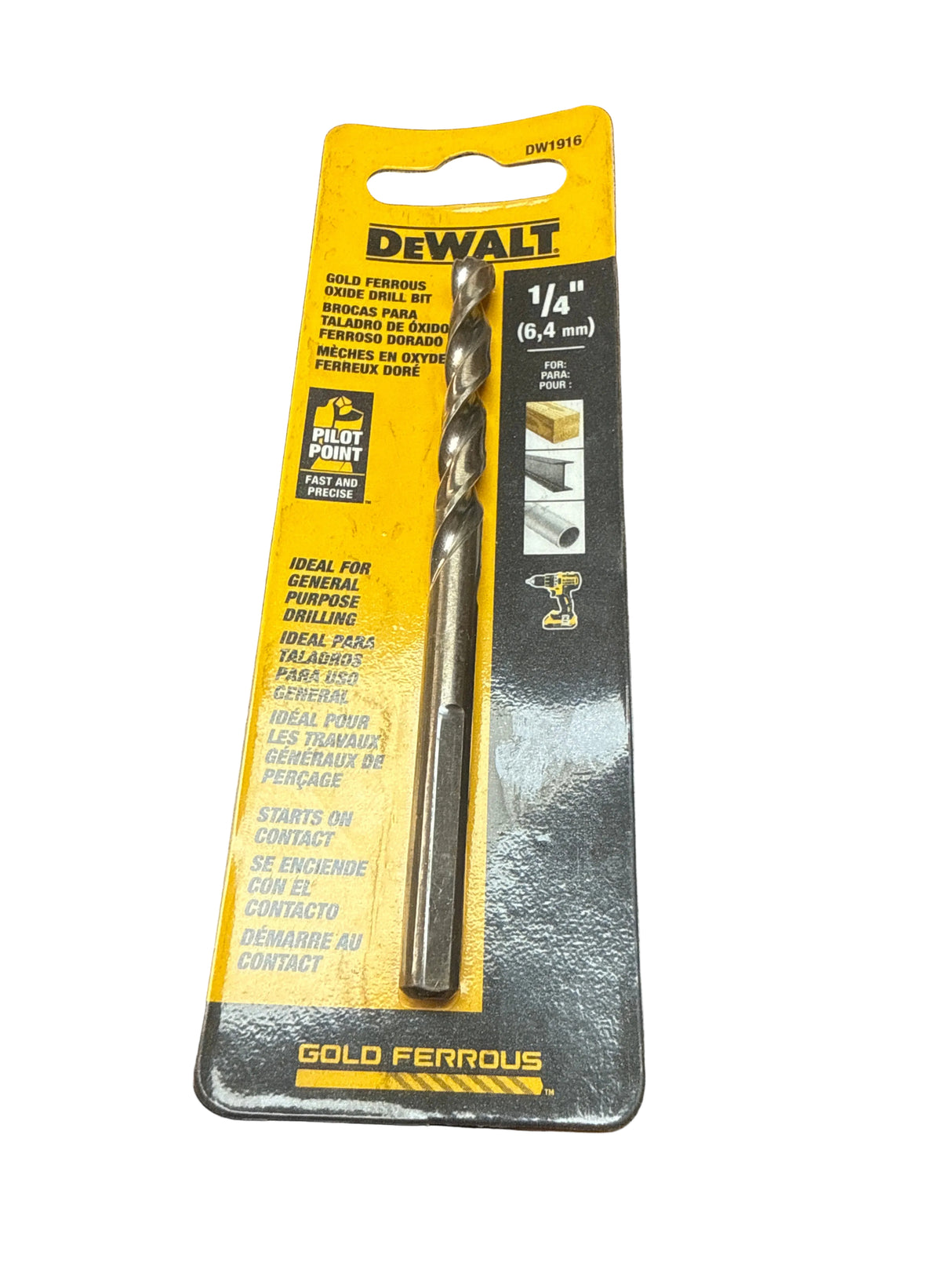 Dewalt 1/4” drill bit gold ferrous oxide