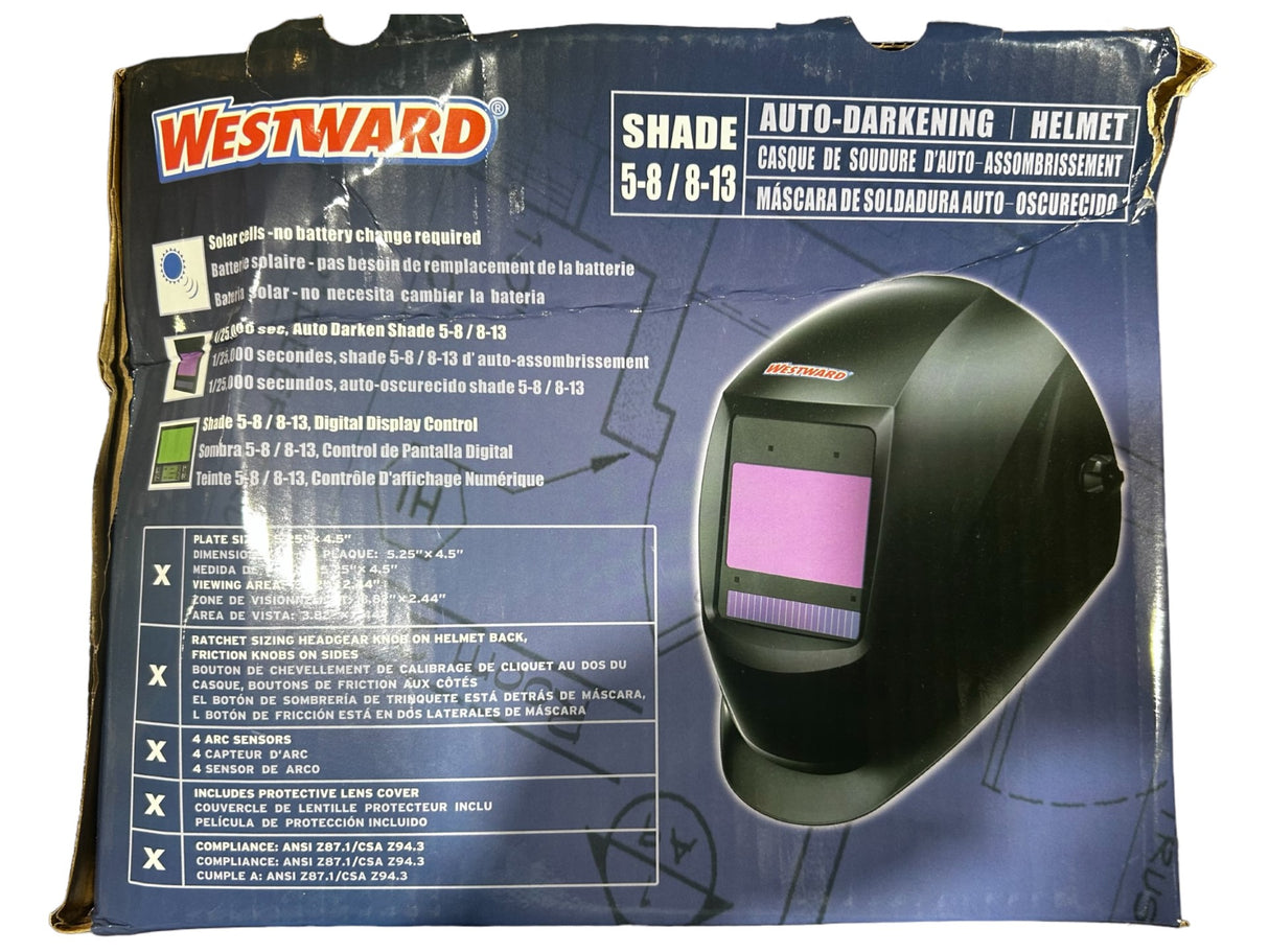 Westward Auto Darkening, Welding Helmet, 44R235, Black/Red/White - FreemanLiquidators - [product_description]