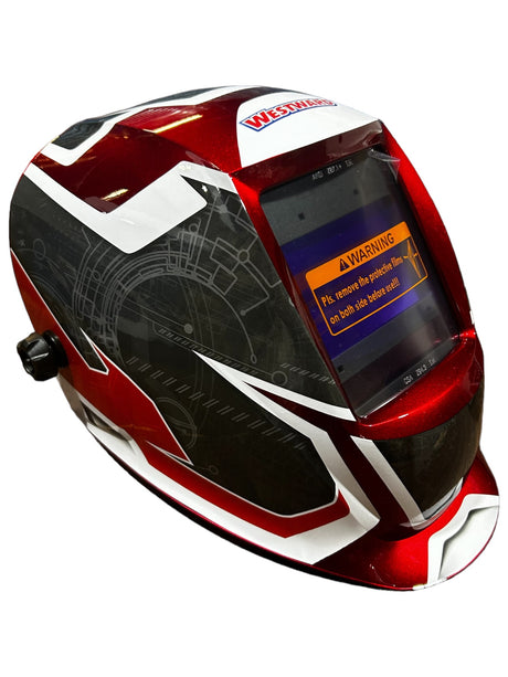 Westward Auto Darkening, Welding Helmet, 44R235, Black/Red/White - FreemanLiquidators - [product_description]