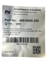 Powersonic Industries, 49019000-250, M12 4P Male to M12 4P Female Cord - NEW IN ORIGINAL PACKAGING - FreemanLiquidators - [product_description]