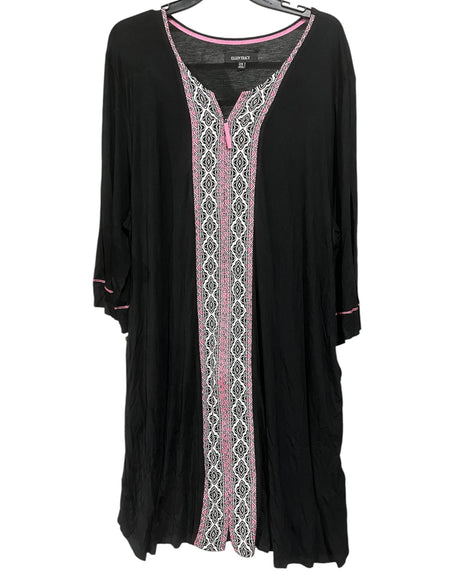Ellen Tracy, Women's, 3/4 sleeve, Short Zip, Robe, Black, 2X - Women's Clothing - Freeman Liquidators - [product_description]