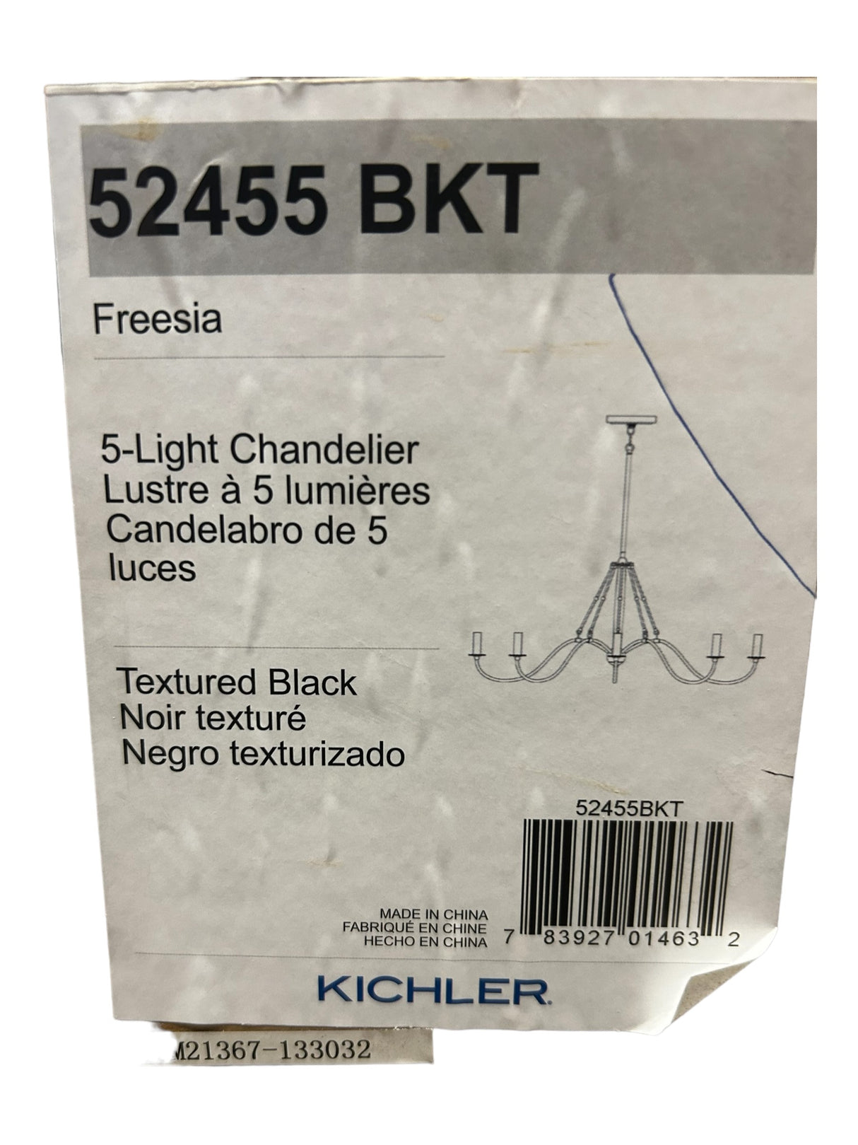 Kichler, 52455BKT, Freesia 5 Light 31" Wide Taper Candle Chandelier, In Textured Black- New in Box - FreemanLiquidators - [product_description]