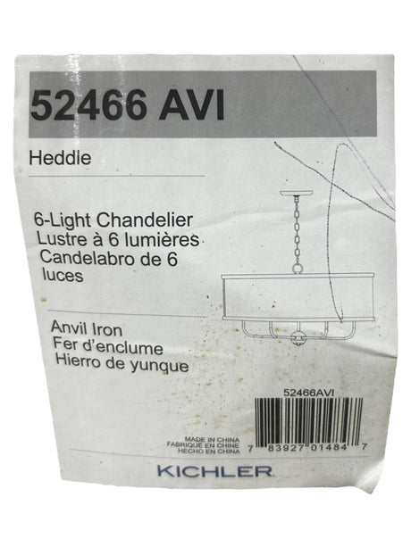 Kichler, 52466AVI, Heddle 6 Light 31" Wide Drum Chandelier, In Anvil Iron - New in Box - FreemanLiquidators - [product_description]