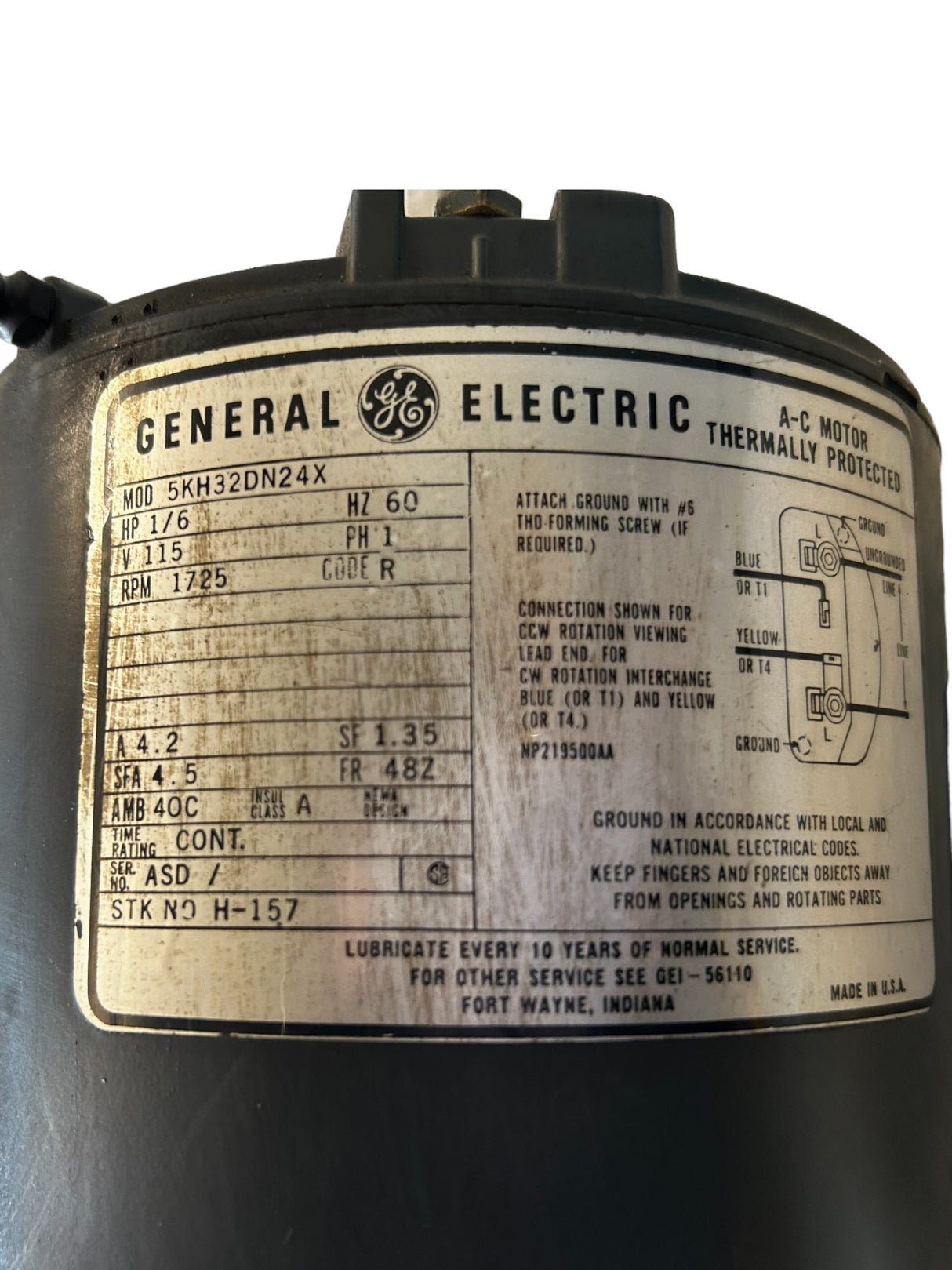 GE MOTORS, 5KH32DN24X, H-157, 1/6HP, MOTOR - NEW IN BOX - FreemanLiquidators - [product_description]